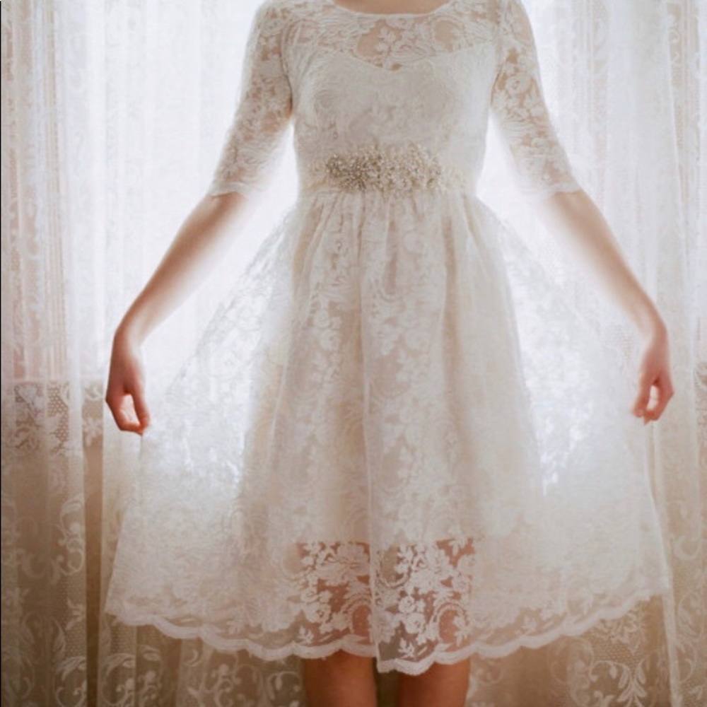 Lace and cotton wedding dress